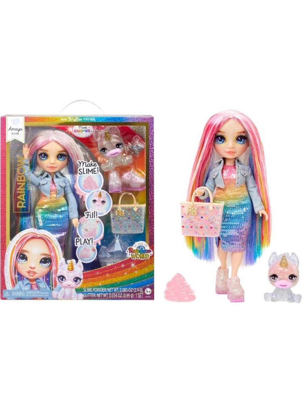 11" Shimmer Posable Fashion Doll with DIY Slime Kit & Magical Yeti Pet - Fun